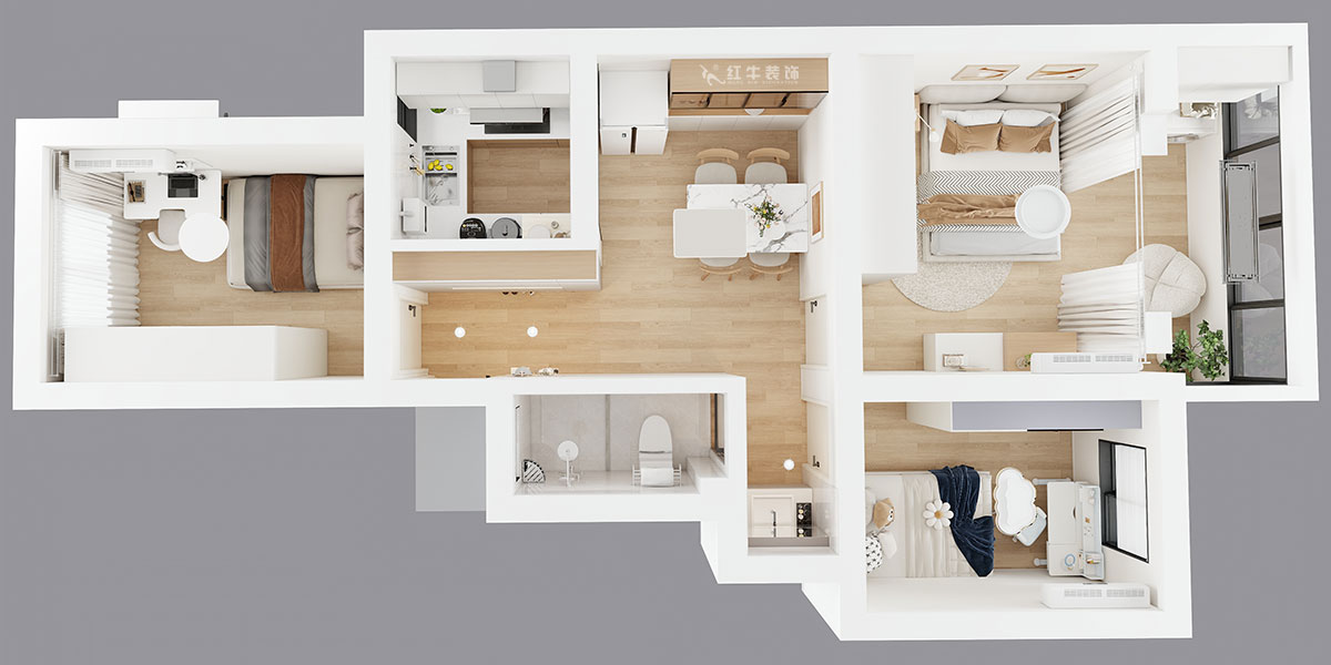 刘小勇｜新河二村154号6-401-62㎡-现代简约风格｜3室1厅1卫｜老房装修｜定制家｜全包8